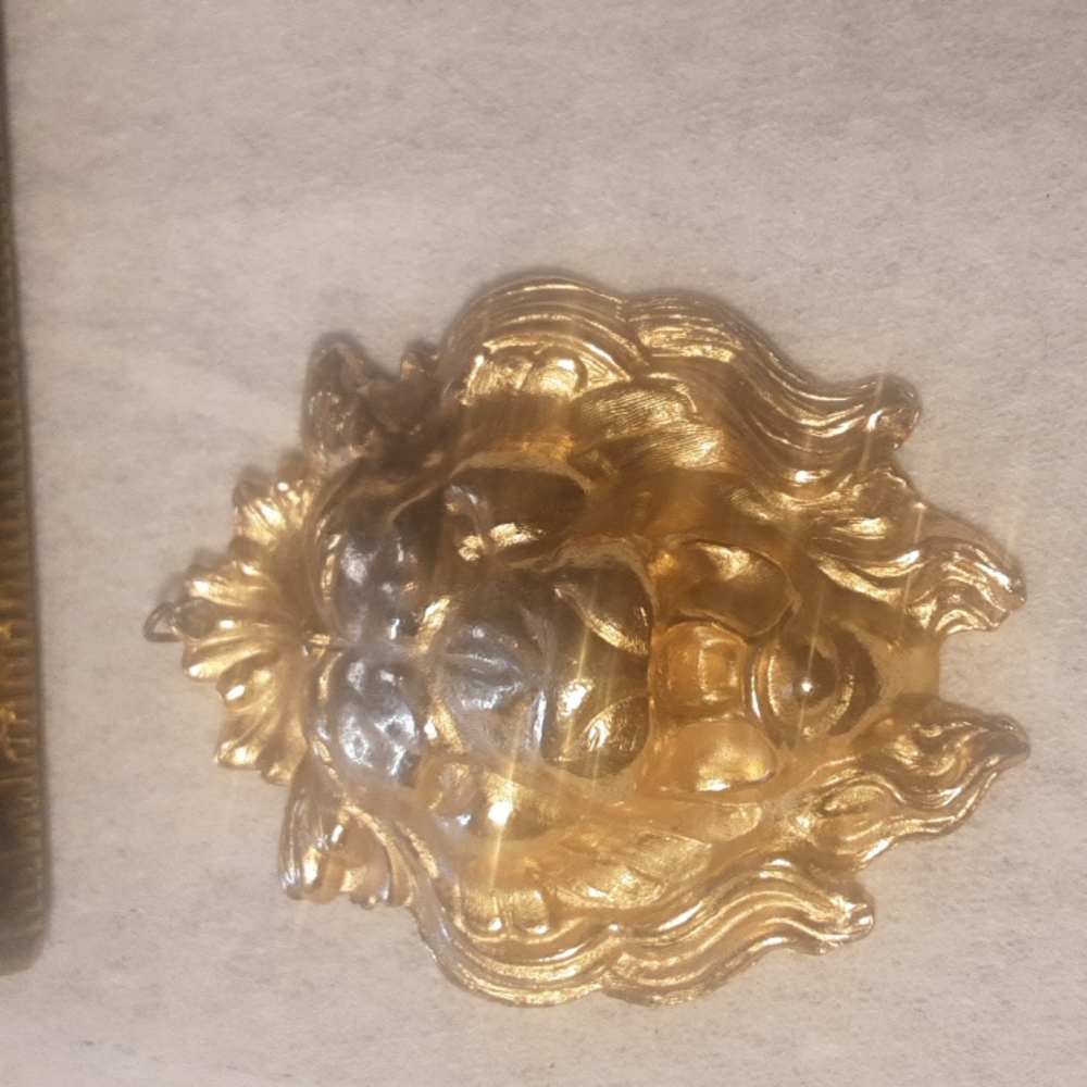 Vintage NAPIER goldtone pendant large 2" heavy designer costume jewelry pretty!